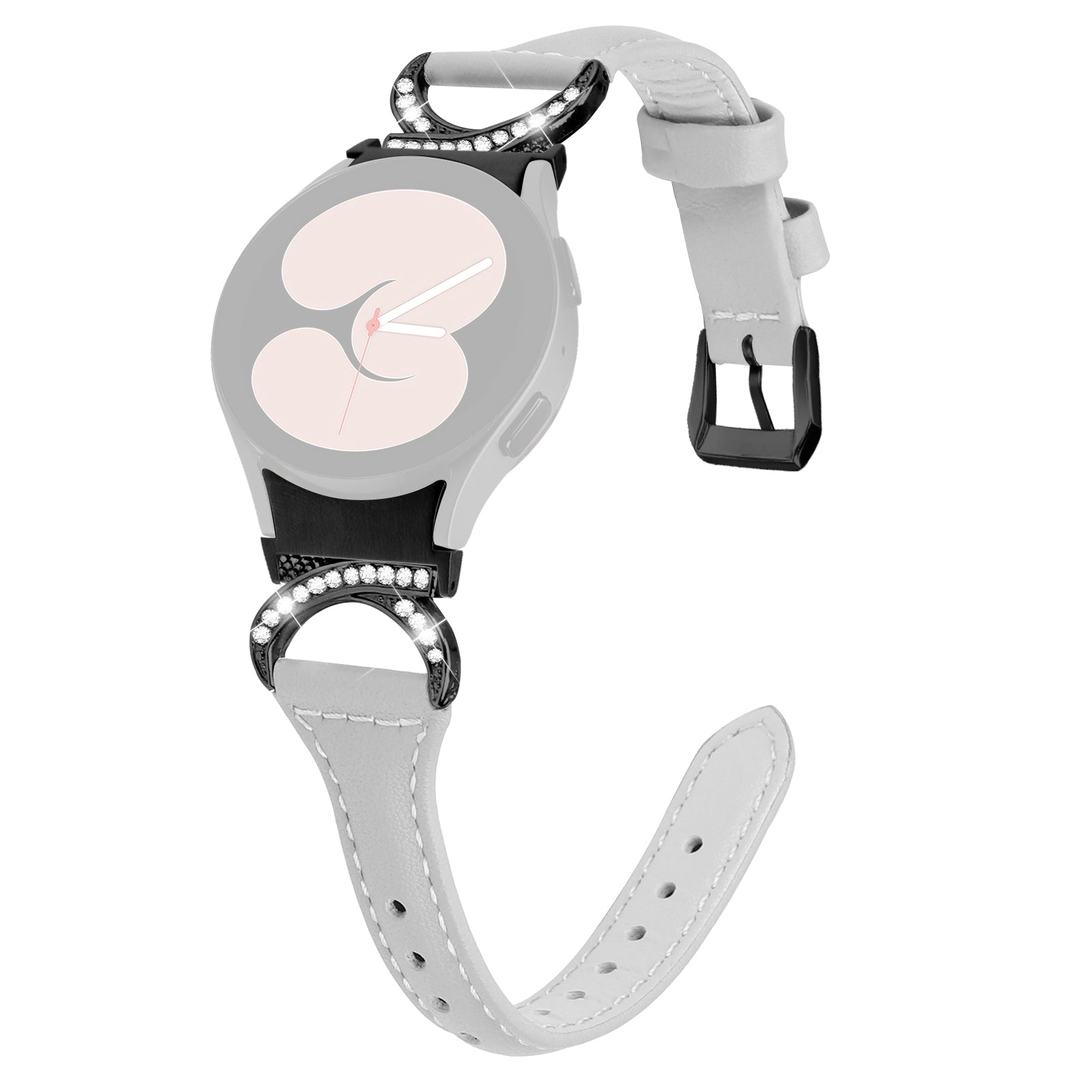 For Samsung Galaxy Watch6 40mm 44mm Watch6 Classic 43mm 47mm Watch 5 40mm 44mm Watch4 40mm 44mm Watchband Rhinestone Leather Wrist Strap with Black Buckle For Samsung Galaxy Watch6 40mm 44mm Watch6 Classic 43mm 47mm Watch 5 40mm 44mm Watch4 40mm 44mm Watchband Rhinestone Leather Wrist Strap with Black Buckle